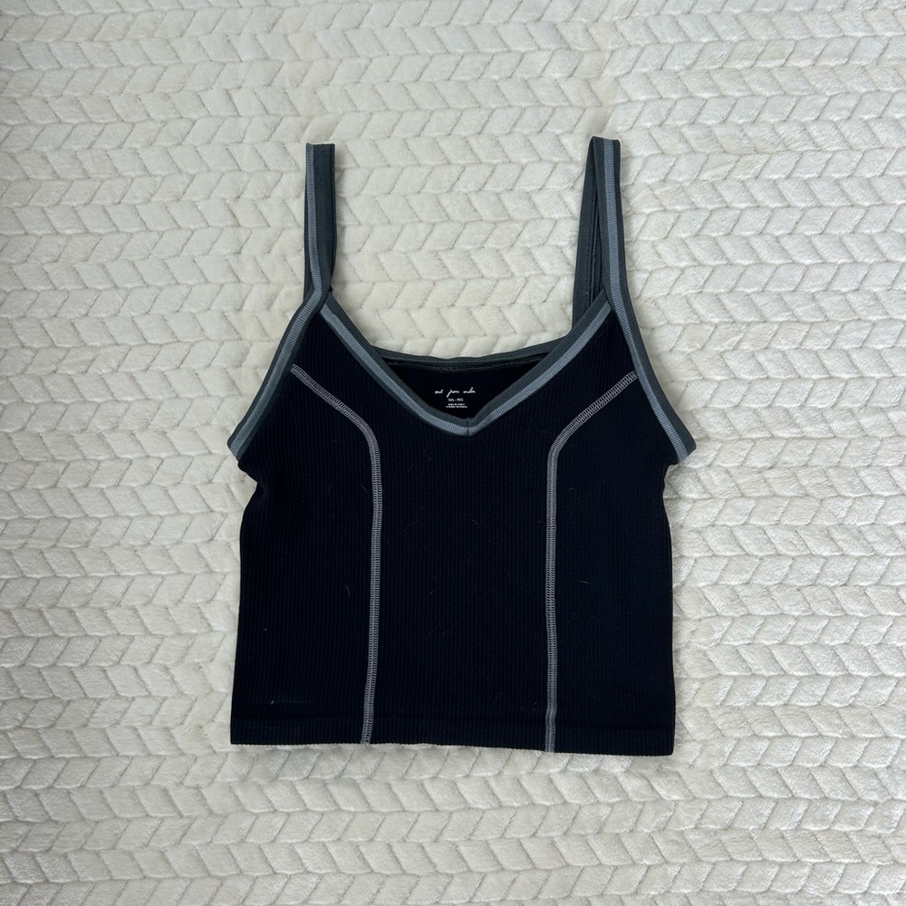 Urban Outfitters Black and Gray Ribbed Top